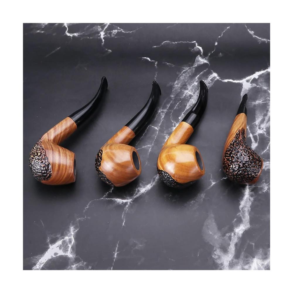 Hochwertiges Zigarren- und Barzubehör-Set Tabakpfeife & Halter perfekt für Einsteiger. Gerade Holzpfeife im Wikingerstil inklusive komplettes Set