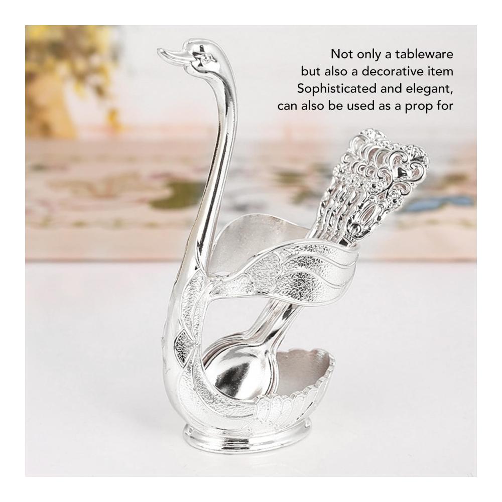 Entdecken Sie Eleganz mit unserem exklusiven 6-teiligen Mischpaletten-Set Swan-Ständer Kaffeelöffel Zuckertablett Organizer-Halter und Dessert-Teelöffel. Perfektes Tisch-Display für stilvolles Ambiente