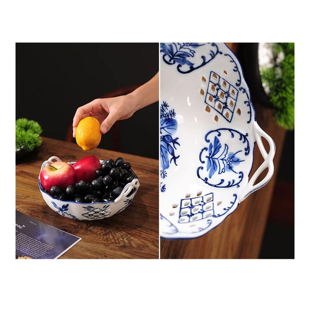 Moderne Keramik Obstschale | Runde Süßigkeitenschale für Küche und Wohnzimmer | Stilvolle Deko für Esszimmer und Desktop | Hohle Porzellan Obstschale (Color