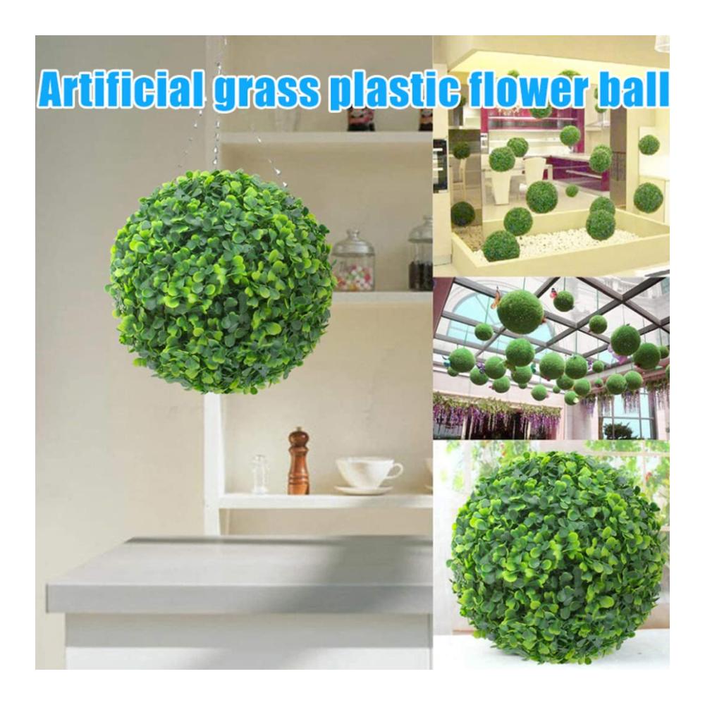 12-Zoll Blumen-Topiary-Ball Künstliche Hängepflanzen für Innen- und Außendeko - Simulation von Boxwood-Blumen - Dekorative Topiary-Bälle zum Aufhängen - Realistische Faux-Blumen