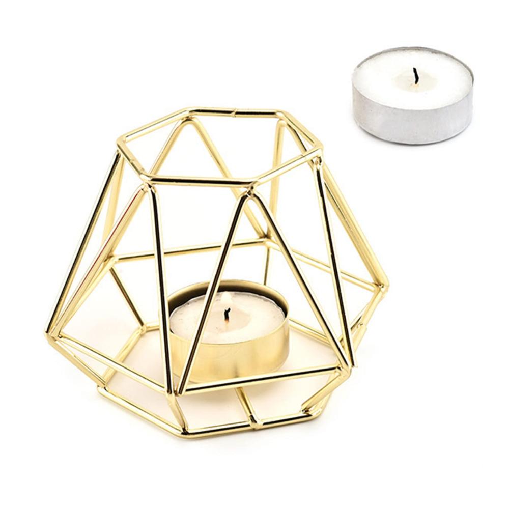 Goldene 3D Teelichthalter aus Metall – 2er Set Kerzenhalter für Wohnzimmer Schlafzimmer & Küche – Moderne Geometrische Deko – Teelichthalter hohl & elegant – Perfekte Atmosphäre schaffen