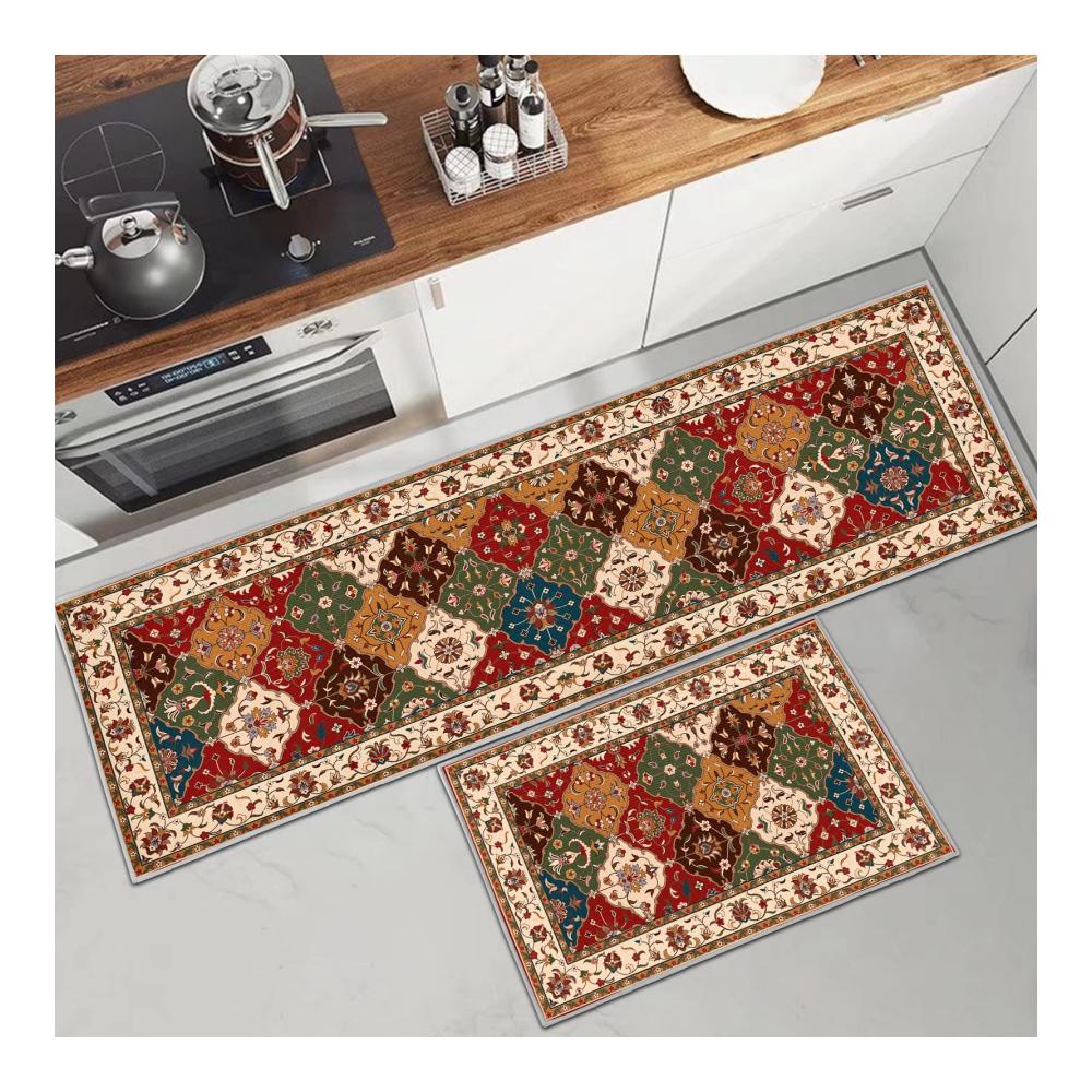 Erwecken Sie Ihre Küche zum Leben mit 2 rutschfesten Kaffee-Muster Küchenläufern – Ideal für Zuhause und Büro – Stil D 40x120cm & 40x60cm – Läufer
