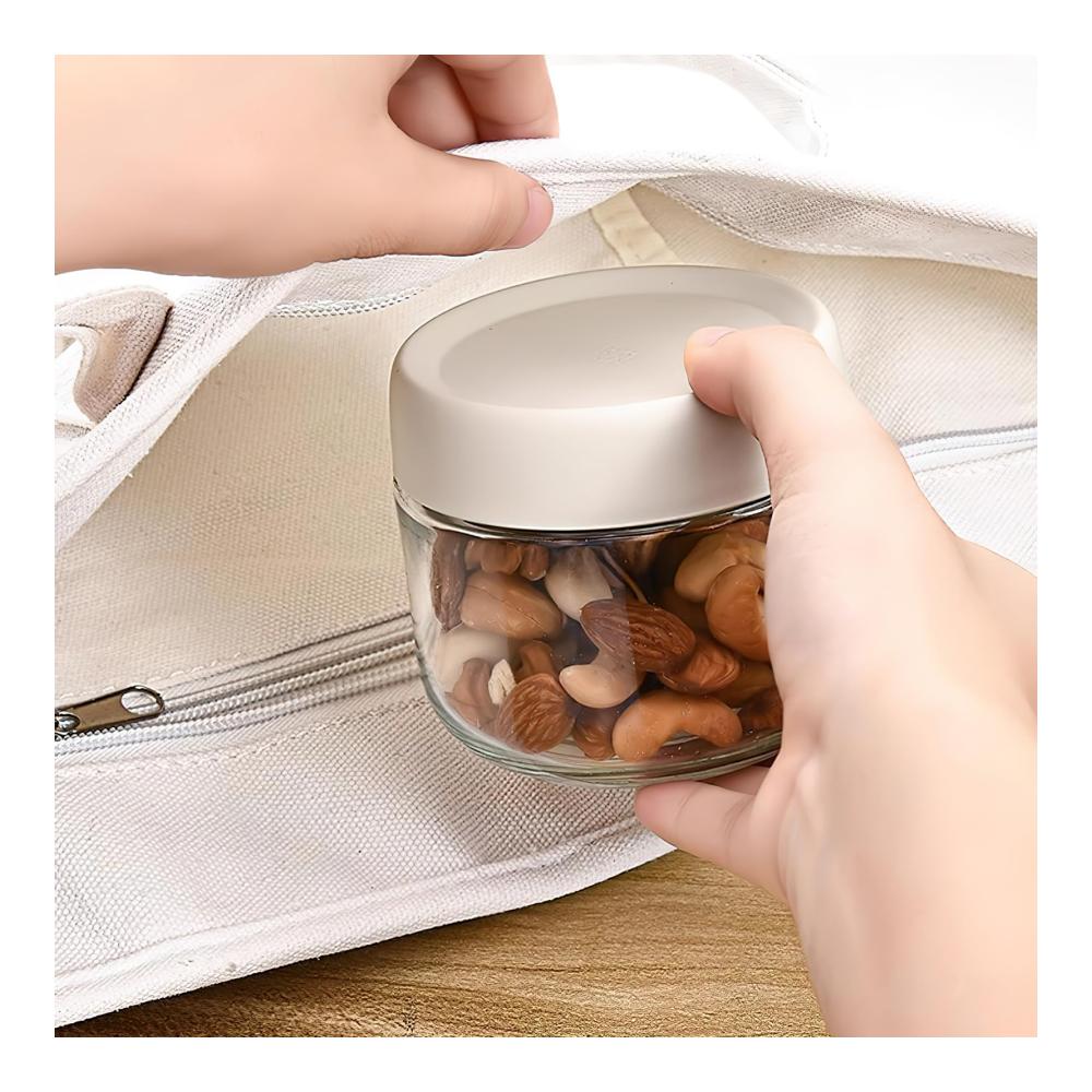 Einmachgläser - HENGBIRD 2er Set 300ml Overnight Oats Glasbehälter mit Luftdichtem Deckel | Vorratsdosen für Frühstück | Klein & Rund | Perfekt für Frische & Lagerung von Lebensmitteln