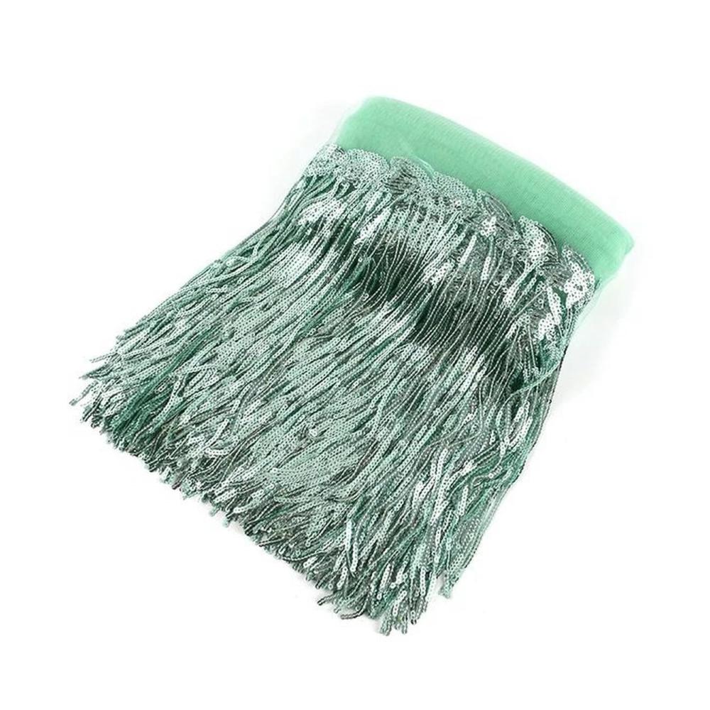 Entdecken Sie kreative Eleganz 1 Yard Fransen-Borten in 18 cm mit Pailletten für Kleidung Taschen und DIY-Dekoration. Exquisite Quastenbänder für individuelle Stilgestaltung. Verschönern Sie Ihr Projekt mit 15 Mintgrün. Nähen Sie mit Stil