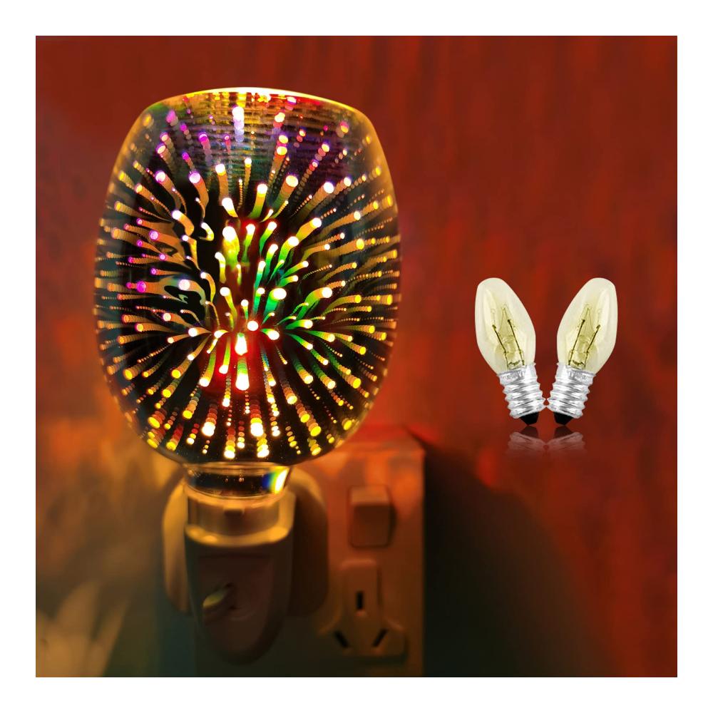 M MUNCASO 3D Öllampen Wachs-Wärmer | Elektrischer Duftlampen-Brenner für Zuhause | Aroma Lampe Nachtlicht | Wohnzimmer Dekoration | Romantische Beleuchtung | Inkl. 2 Ers