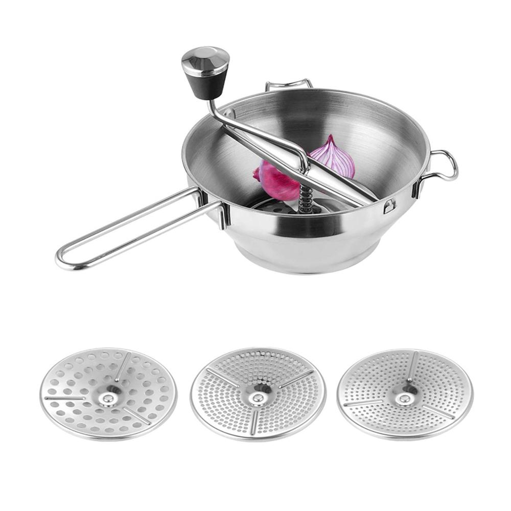 Kartoffel- & Spätzlepressen Premium Edelstahl Passiergerät - Handkurbel für Leckere Spätzle Pürieren Marmelade Obst und Gemüse Reiben | Inkl. Rezeptbuch & Reinigungsbürste
