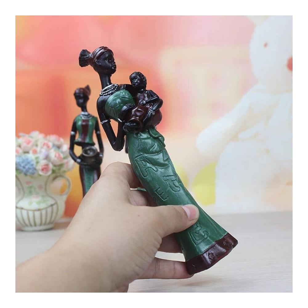Afrikanische weibliche Statuen Elegante Desktop-Skulpturen aus Harz – 3er Set für stilvolle Wohnaccessoires Dekorationsmodellfiguren & einzigartige Geschenke – Handgefertigte Kunst in Grün
