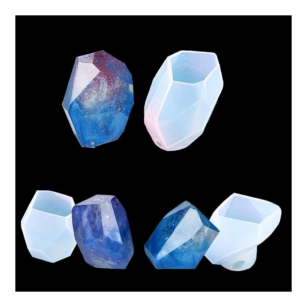 Hochwertige Gießformen Set 3 Stück Edelstein Epoxidharz Formen für Kristallklare Multifacetten Schmuck Kerzen und Seifen Dekorationen - Silikonformen für kreative