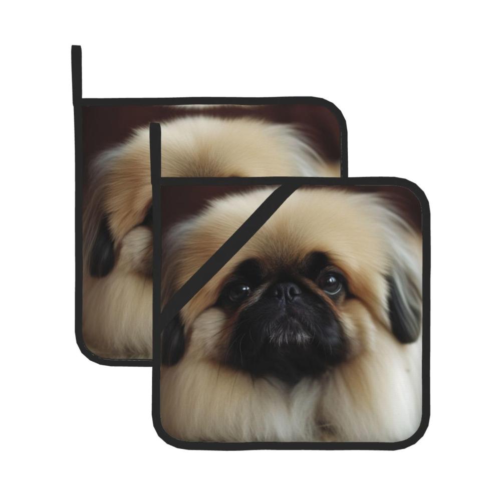 2er Set Topfuntersetzer Quadratisch | Niedliche Pekinese | Dick & langlebig | Hitzebeständig & isolierend | Perfekte Küchenhilfe für heiße Töpfe & Pfannen | Dekorative Wärmeisolierung für den Esstisch