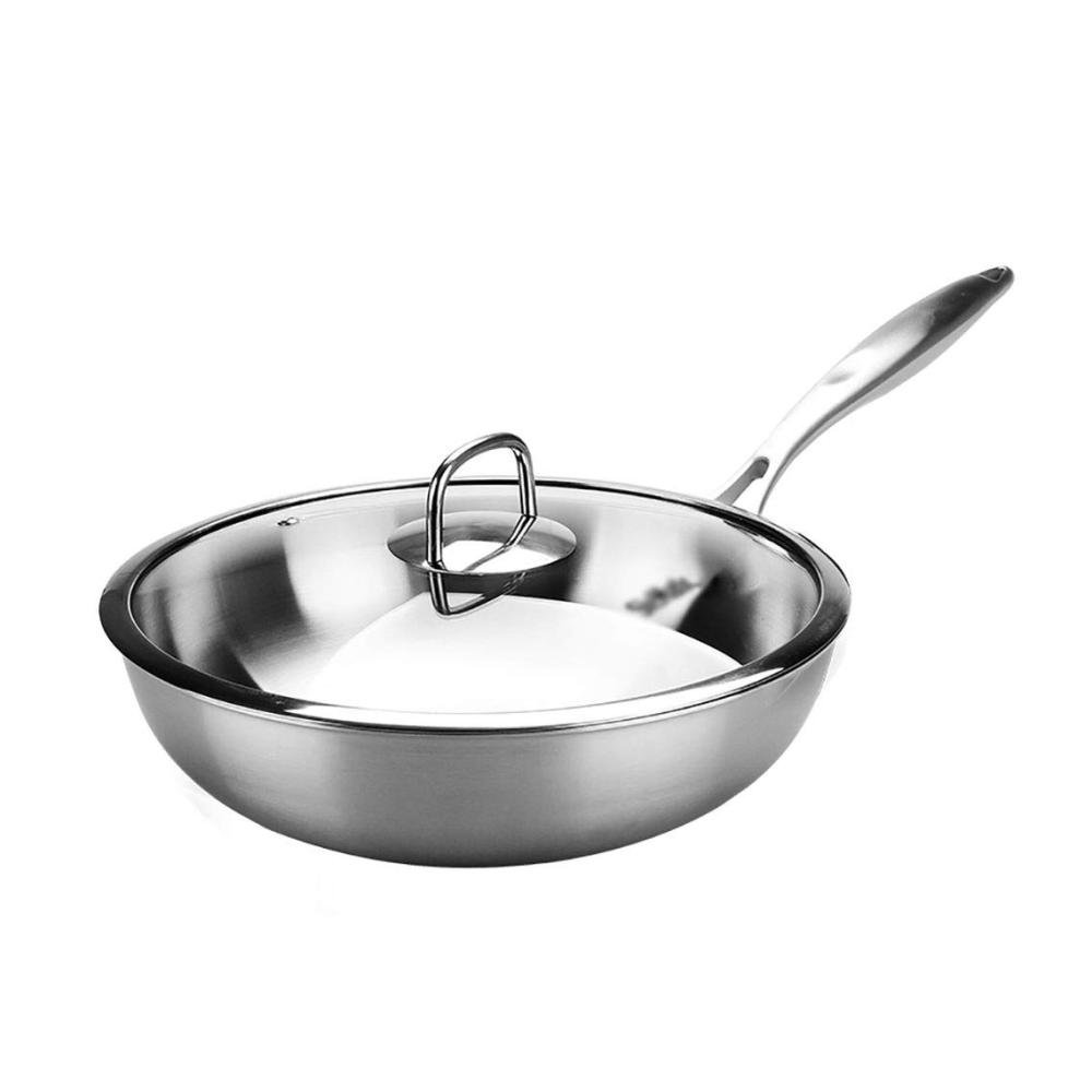 Edelstahl Brat- & Universalpfanne (32 cm) - Hochleistungs-Wok für Induktionskocher und Gasherd - Non-Stick-Beschichtung unübertroffene Vielseitigkeit & Langlebigkeit - Perfekt für köstliche Gerichte