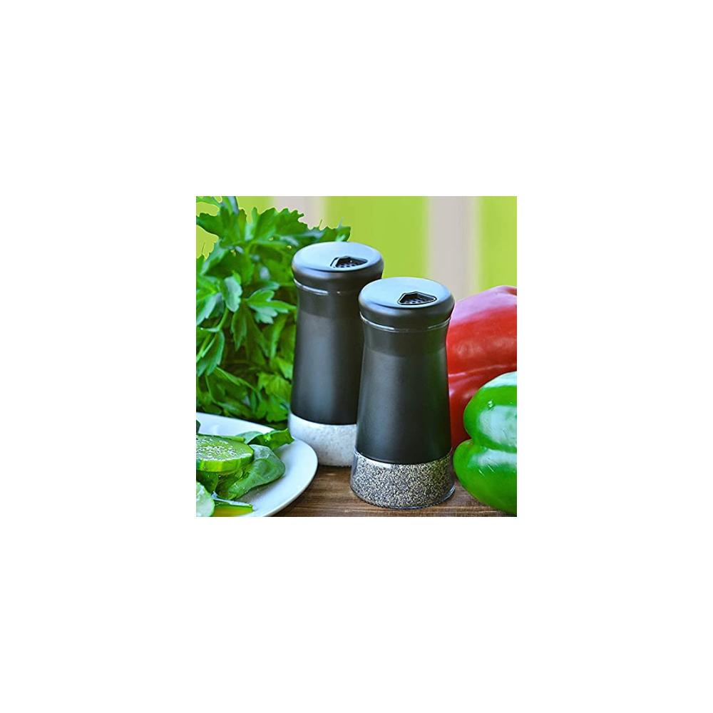 Edelstahl Salz- und Pfefferstreuer Set mit verstellbaren Ausgießlöchern - Elegante Gewürzspender für Meersalz - 2-teilig - Küchenaccessoire