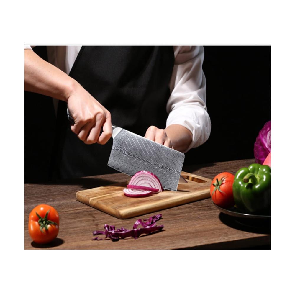 Entdecken Sie die Kunst des Kochens mit unserem 6-teiligen Küchenmesserset aus japanischem Damaststahl! Hochwertige Cleaver- und Chef-Messer mit Rot-Sandelholzgriffen für ultimative Präzision. Perfektionieren Sie Ihre kulinarischen Fäh