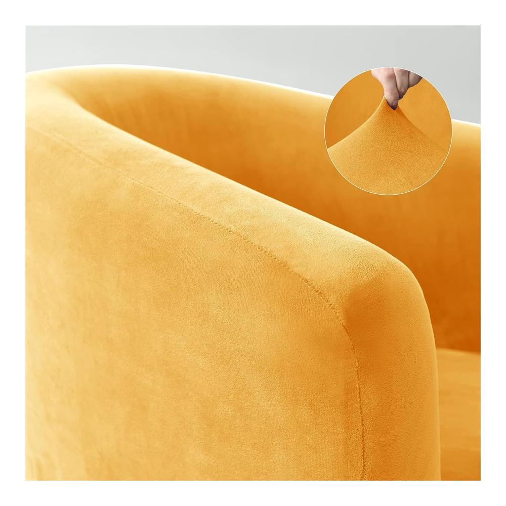 Premium Samt Sesselüberwurf für Clubstühle - Elastische Husse für Clubsessel - Waschbarer Schonbezug für Möbel - Dekorativer Sitzschutz für Wohnzimmer und Barhocker - Goldfarbenes Design