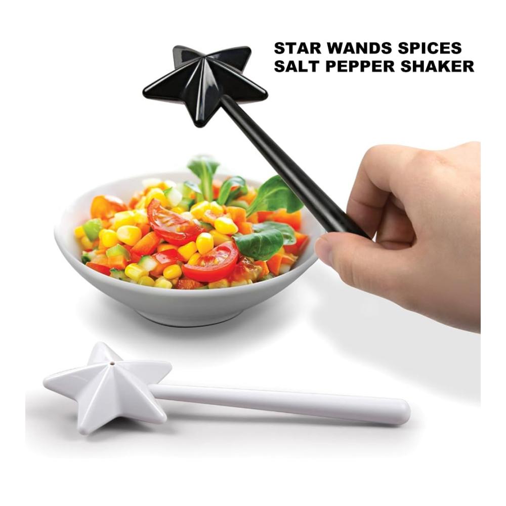 Salz- & Pfefferstreuersets Zauberstab-Design | 2er-Pack Salzstreuer für Halloween & Weihnachten | Küchenzubehör in 3 Farben | Einzigartiges Geschenk für Kochlie