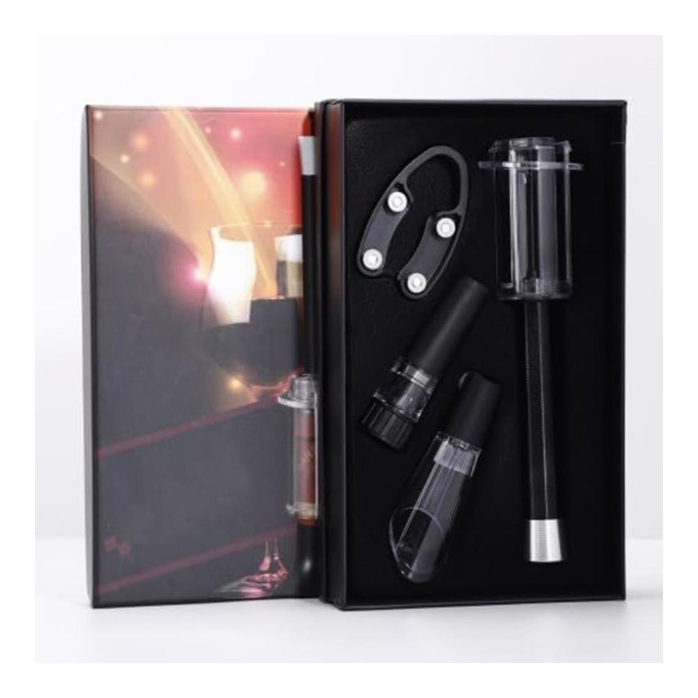 Entdecken Sie den ultimativen Weinöffner Manueller Luftdruck-Flaschenöffner mit Zubehör-Set für Weinliebhaber – Korkenzieher Weinzubehör-Geschenkset (2er Pack schwarz