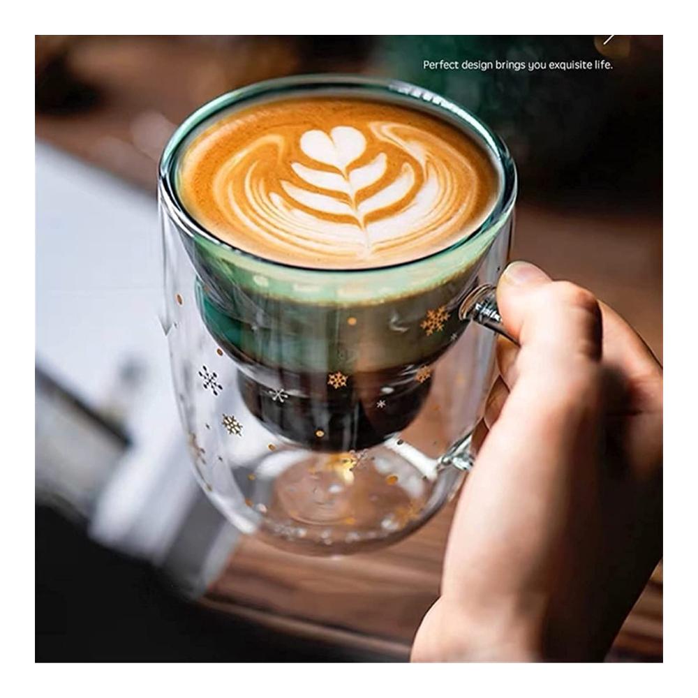 Entdecken Sie den Genuss Doppelwandige Espresso- & Mokkatassen Set | Isolierglasbecher mit Griff für Latté Americano Cappuccino Tee | Perfekt für Büro und Zuhause | Elegantes Design | Ideales Weihnachtsgeschenk für Frauen und Kinder | 250 ml Kapazität