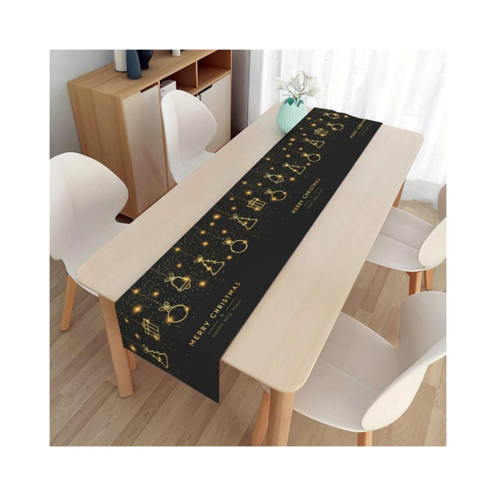 Eleganter Tischläufer Ayoiow Sackleinen 180 Schwarz Gold | Weihnachts-Tischläufer 33x180 | Dekorativer Tischläufer für stilvolle T