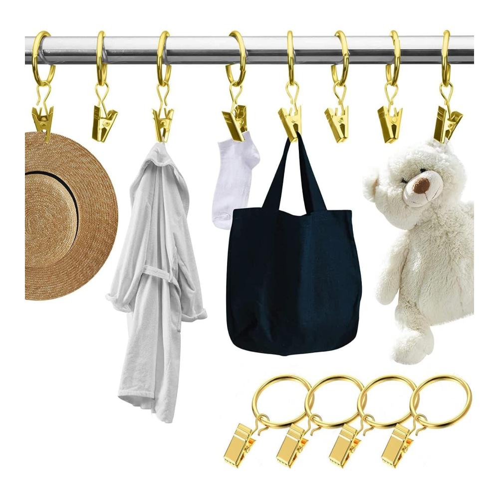 Premium Vorhangringe - 30er Set Starker Metalldekor Fenster Vorhangklammern mit Clip Rostfrei & Vintage - Passend für 1 Zoll Vorhangstangen (Gold) - Stilvolle Wohnraumgestaltung