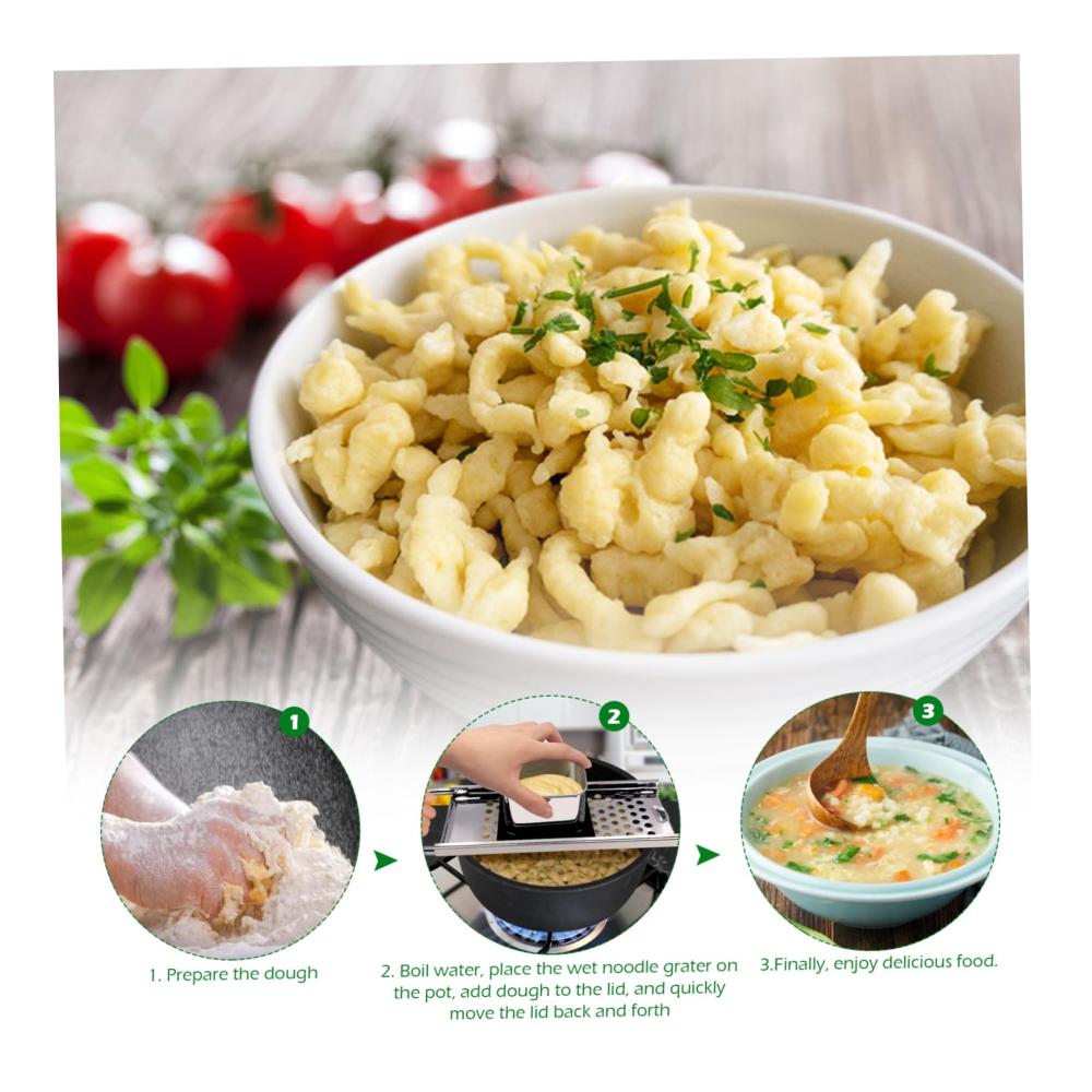 Perfekte Spaetzle Manuelle Nudelmaschine aus Edelstahl | Ergonomischer Griff rostfrei & waschbar | Deutsche Eiernudeln mühelos zu Hause herstellen | Küchenwerkzeug