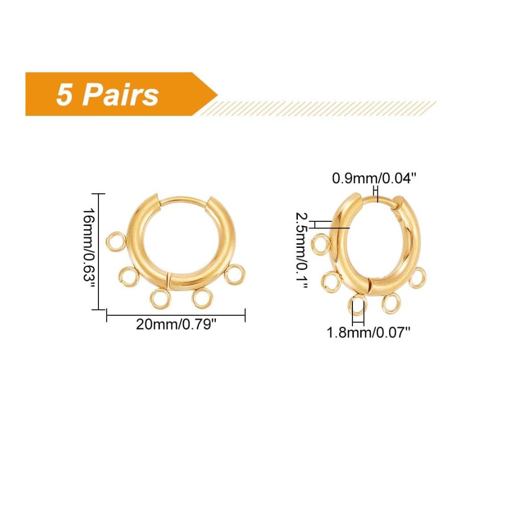 Entdecken Sie den Glamour 10 Gauge Goldene 304 Edelstahl Ohrhaken - 5 Paar mit Horizontalen Schlaufen für DIY Quasten Ohrringe & Schmuckherstellung