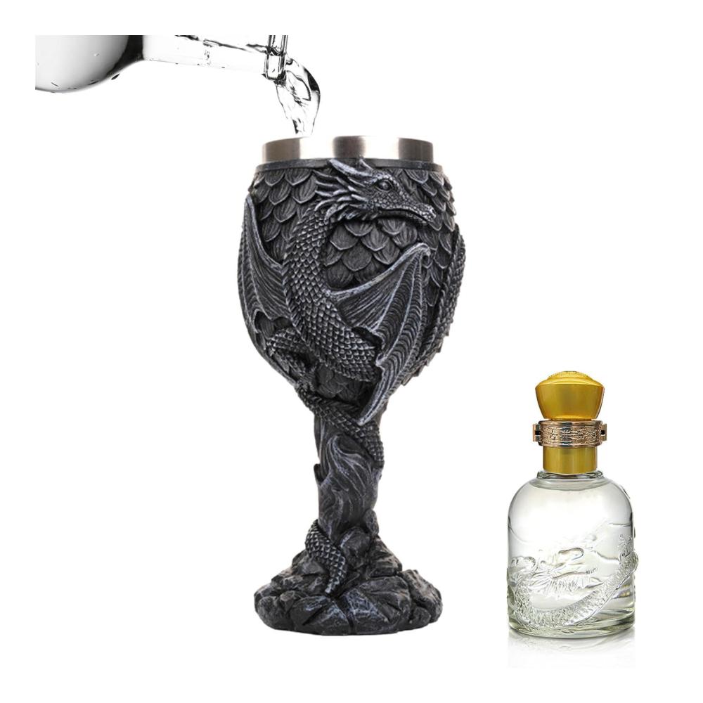 Entzückende Gothic-Drachenkelche aus Edelstahl | Rotweingläser mit Drachenmotiv | Perfektes Geschenk für Versammlungen und Partydekoration