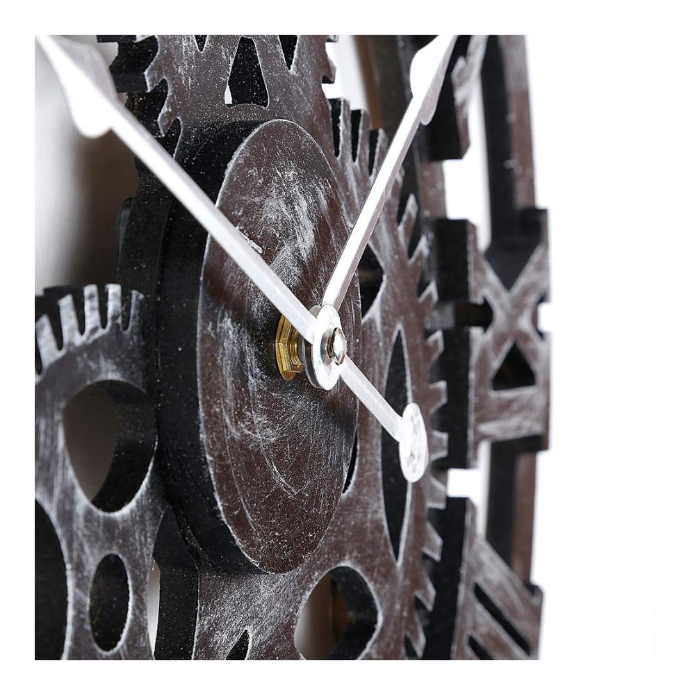 Vintage Industrial Wanduhr – Rustikale 3D Mechanische Uhr mit Römischen Ziffern – Dekorative Steampunk Uhr für Wohnzimmer und Büro – Geräuschloser Quarzmechanismus – 45cm Durchmesser