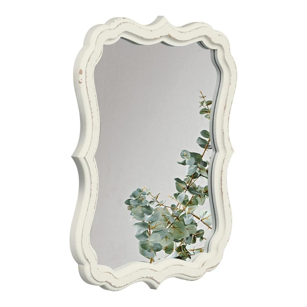 Rustikaler Wandspiegel aus Holz - Handgefertigter Vintage Hängespiegel für Wohnzimmer Schlafzimmer Badezimmer & Flur - Dekorativer Bauernhaus-Spiegel 32.5 x 39.5 cm