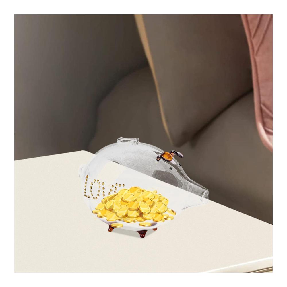 Niedliche Schweinchen-Münzbank | Kinder Sparbüchse mit Goldbohnen-Vorratsglas | Tierspielzeug Spardose für Mädchen | Handgefertigtes Glashandwerk | Geld sparen mit Stil