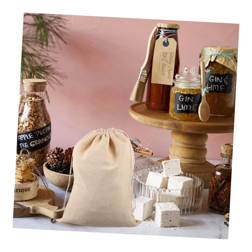 2St Wiederverwendbare Brotbeutel | Baumwolle Aufbewahrungssack mit Kordelzug | Obst & Lebensmittel Beutel | Eco-Friendly Geschenktüten | Weiß