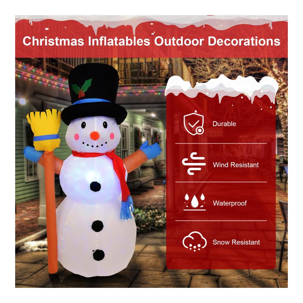 Aufblasbarer Weihnachtsmann & Schneemann Torbogen - Riesiger 8 FT Zierschmuck für Ihren Hof - Wasserdichte Außendekoration mit 9 LED-Lichtern - Beleuchten Sie Ihr Zuhause festlich