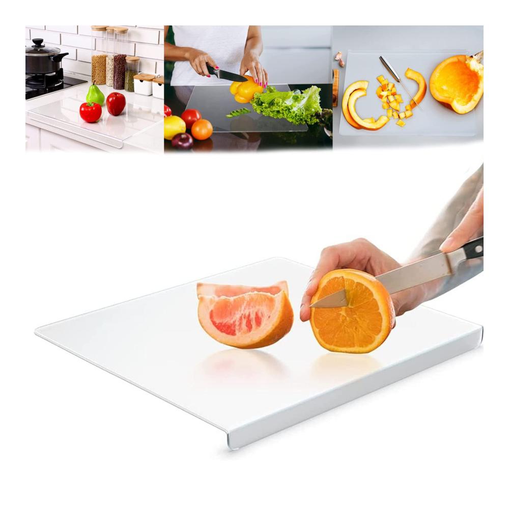 Entdecken Sie die Perfektion des Hackens Transparentes Acryl-Schneidebrett mit rutschfester Oberfläche und Anschlagkante - Innovatives Küchenutensil für präzises Schneiden - 45x40cm