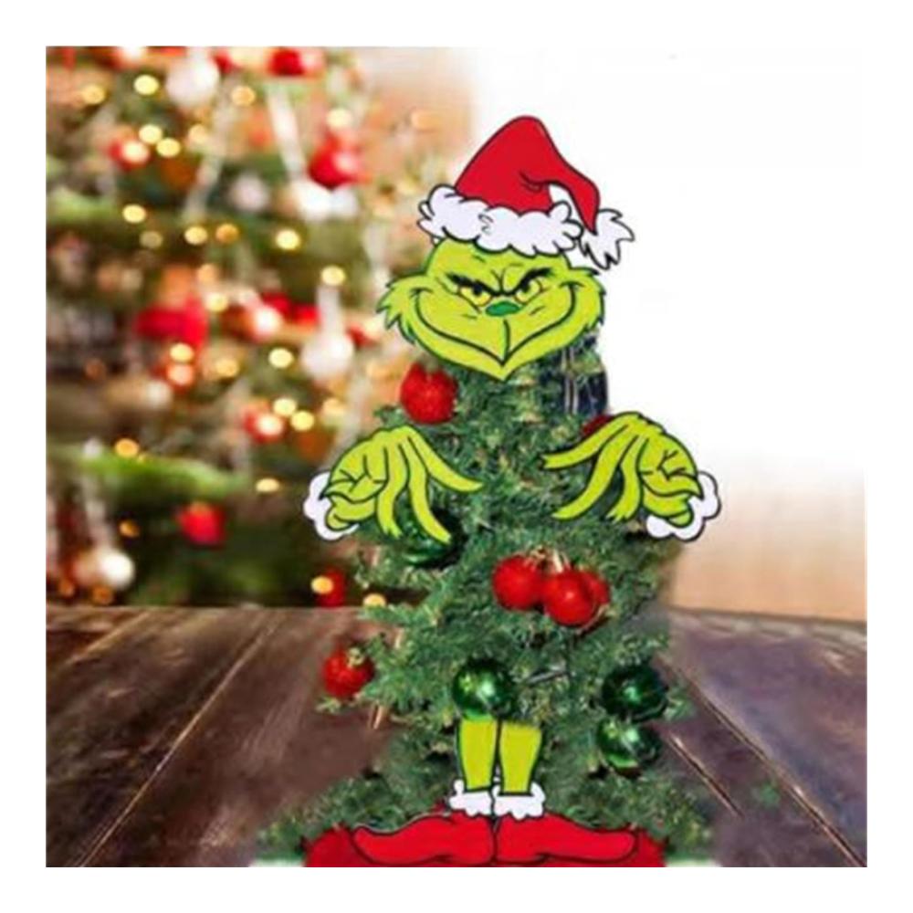 Verbesserte Grinch - Weihnachtsbaumspitze Große Grinch-Weihnachtsbaum Elf Weihnachtsdekorationen Grinch-Weihnachtsbaumspitze Kopf Arm und Beine für Baum Weihnachtsfeierbedarf B (L