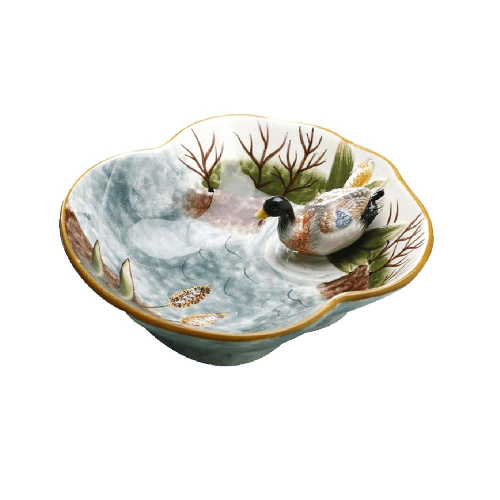 Keramik Obstschale – Dekorative Schüssel für Obst Gemüse Brot & Süßigkeiten – Kreatives chinesisches Design für Küche und Wohnzimmer – Obstschalen-Table
