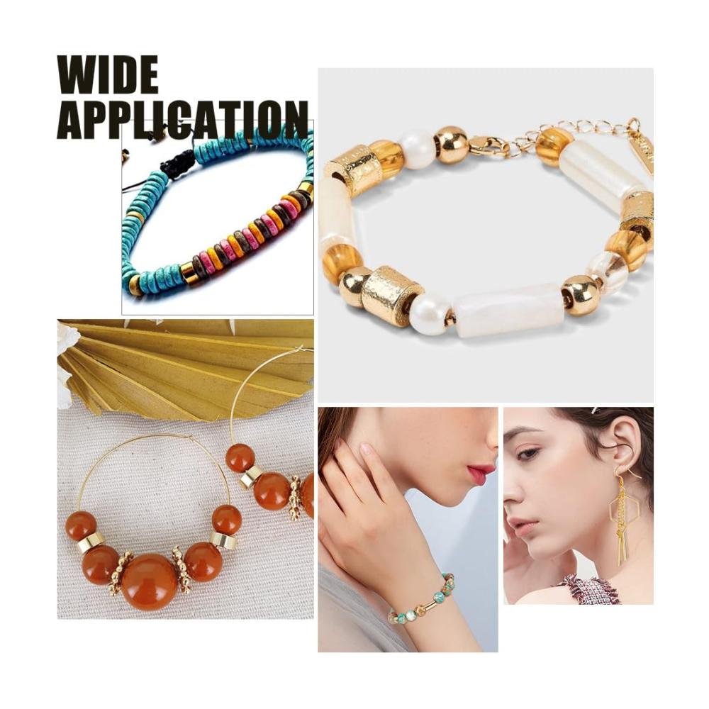 Arricraft 50 Stück Goldene Messing-Rondelle-Röhrenperlen | 3 mm Großes Loch | Metallperlen & Charms für Schmuckherstellung | Armband & Halskette Zubehör