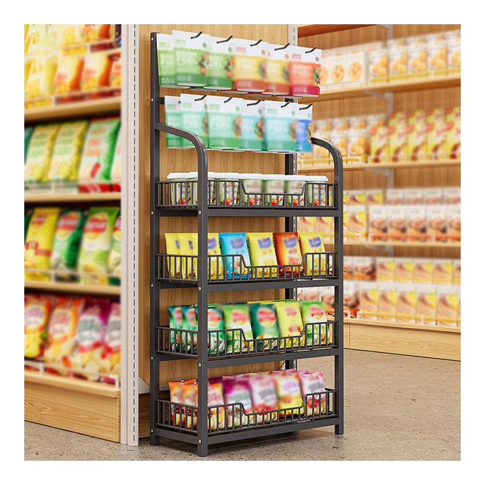 Effiziente Küchenorganisation 4/5-stufiger Metallregal-Ständer mit Haken für Snacks Obst und Gemüse. Platzsparende Aufbewahrungslösung für die Speisekammer. (Farbe Schwarz Größe 4 Tier 50x27x146cm