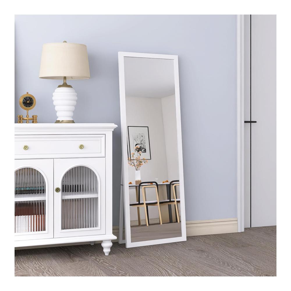 Modernes Design Großer Standspiegel mit Holzrahmen - Perfekt für Wohnzimmer oder Ankleidezimmer - Hochauflösendes Bild - Inklusive Haken - 140x50cm