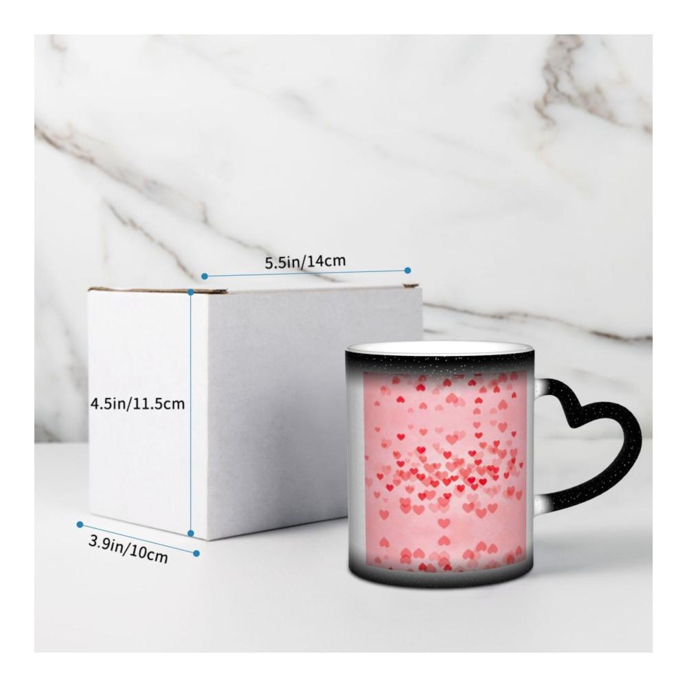 Beheizte Kaffeetasse mit rotem Herz-Motiv | Farbwechsel | Lustige Tasse für heiße Getränke | Perfektes Geschenk für Familie und Freunde | Kaffeetassen & Becher