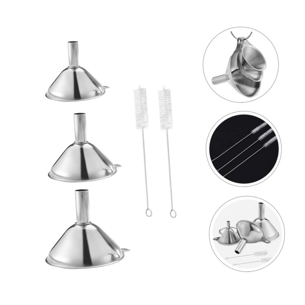 Entdecken Sie die Vielseitigkeit mit unserem Premium-Trichter-Set Sieb Bürsten Labor- und Öltrichter aus Metall weitmaulig für Flüssigkeitstransfer Füllung von Flaschen Küchenutensilien und mehr. Mini rostfrei und leistungsstark