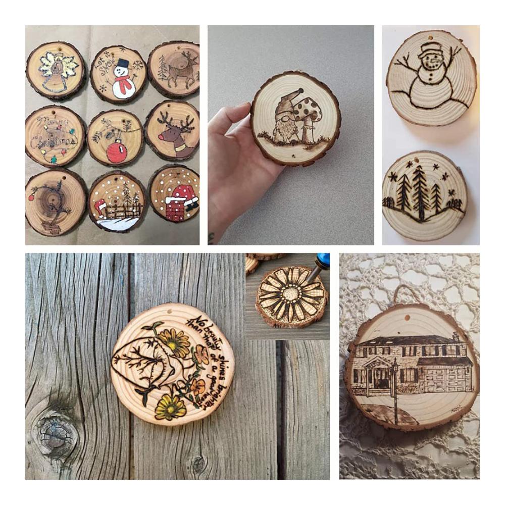 20 Stück Unbehandelte Holzscheiben – Naturholz Untersetzer Set zum Basteln DIY Kinderkunst Weihnachtsdeko & Hochzeitsdekorationen