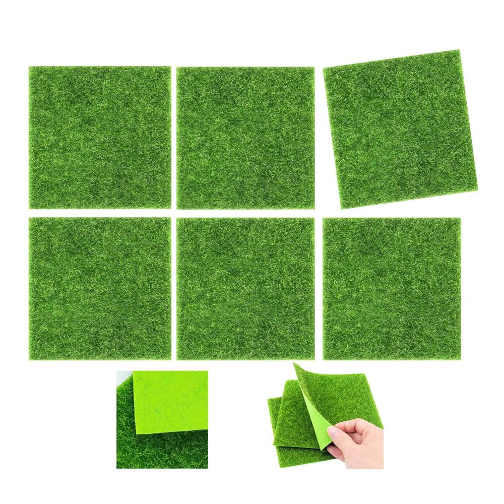 6er Set Kunstpflanzenmatte für DIY Deko - Künstliche Rasenmatten für Garten Terrasse Balkon & mehr - Natürliche Optik pflegeleicht & vielseitig - Perfekte Dekoration für Innen- und Außen