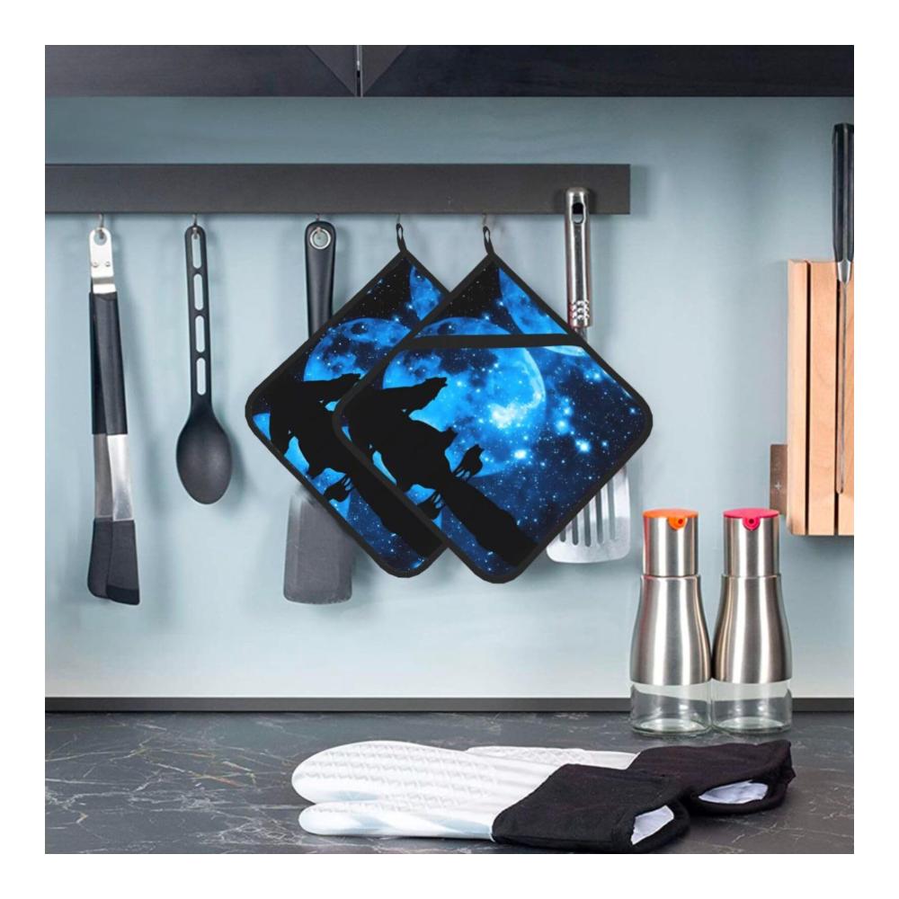 Premium Quadratische Topflappen mit Wolfsmuster | Hitzebeständig und langlebig | 203 x 203 cm | Verbrühungsschutz und Wärmeisolierung | Hochwertige Küchenaccessoires für sicheres Kochen | Ideales Geschenk für Kochliebhaber
