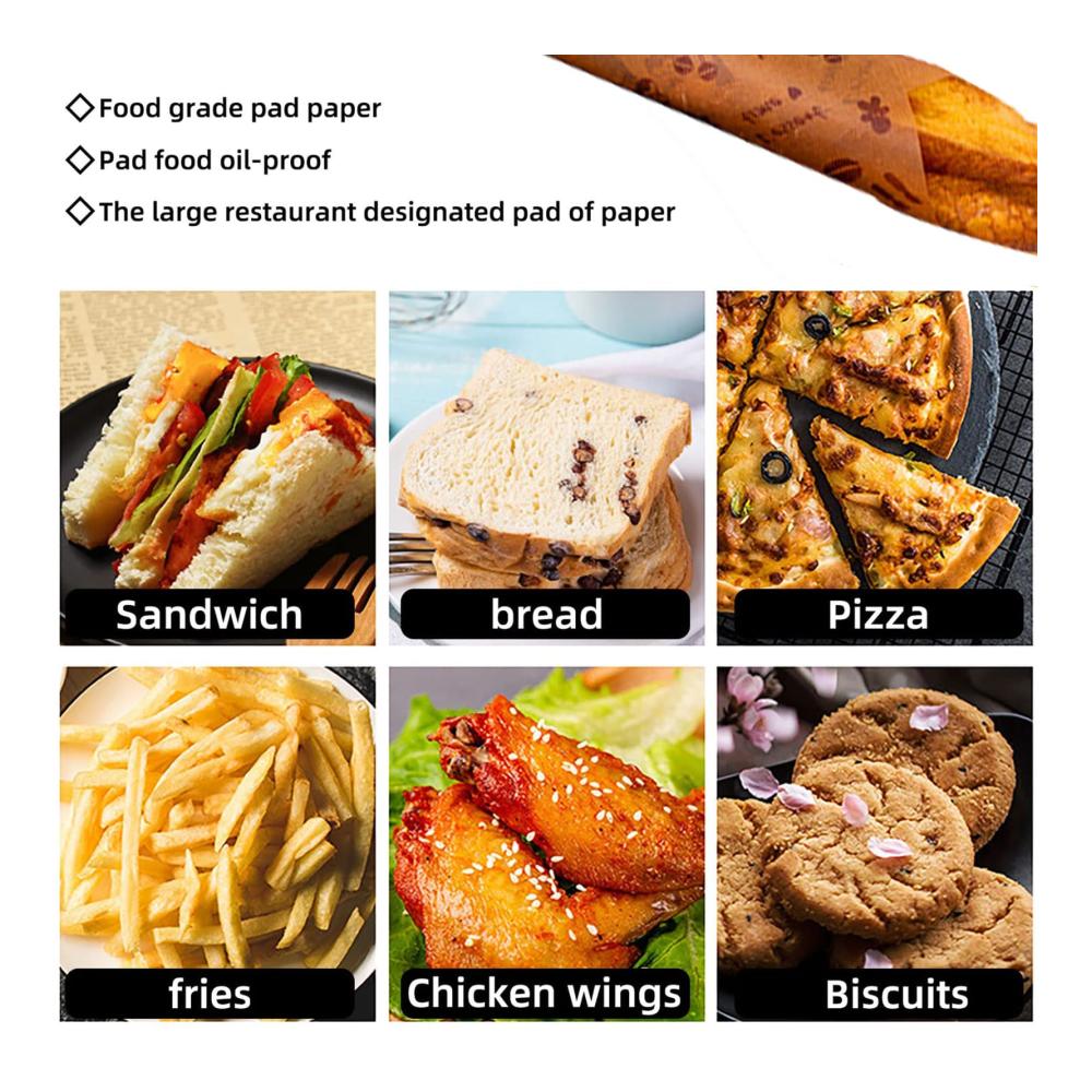 Backpapier 100 BläTt Backpapier - Sandwichpapier mit Zeitungsoptik - Wachspapier für Burger und Sandwiches - Einweg Backpapier in Mini-Zuschnitten - Wasserdicht und öldicht - Praktisches Küchenzubehör