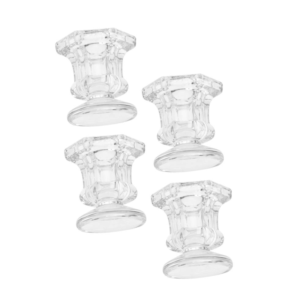 Eleganter Kerzenständer aus Glas-Set mit 4 Kerzen | Dekorative Tischdekoration für Hochzeiten und Schreibtische | Konischer Kerzenhalter-Regal für stilvolle Atmosphäre