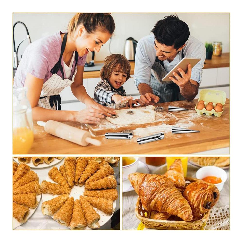 Entdecken Sie unser vielseitiges Backformset Edelstahl Cannoli-Form Cremebrötchenform Lady-Lock-Form Croissant-Schale und mehr! Perfekt für Ihre Backabenteuer