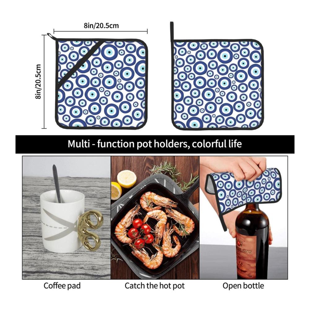 Premium Bedruckte Topflappen-Set | 2 Stück Quadratische Isolierte Abdeckungen 203 x 203 cm | Dick & Langlebig | Verbrühungsfrei & Leicht zu Reinigen | Küchenhelfer für Stilvolles Kochen