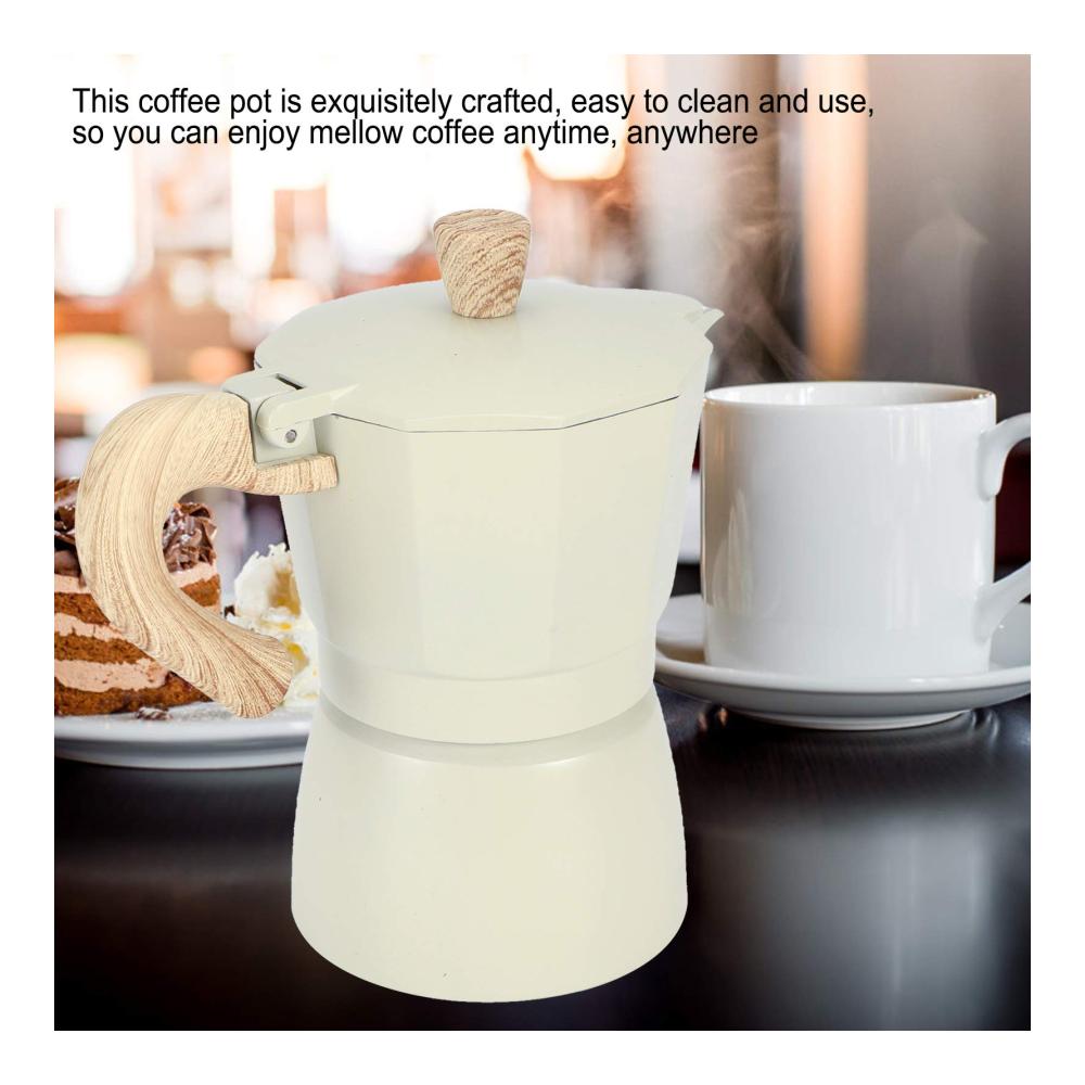 Espressokocher Moka-Kanne Aluminium | Achteckige Kaffeekanne | Wasserkocher für Zuhause | Café Zubereiter | Traditioneller Genuss in schwachem Gelb 150ML