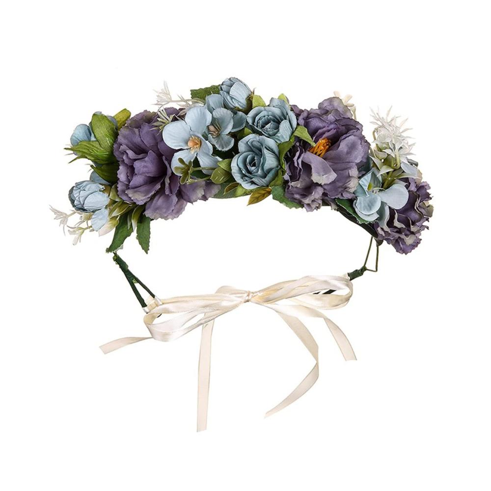 Entdecken Sie die Eleganz Brautaccessoires - Exquisites Blumenstirnband mit künstlichen Blättern Rattan-Details und Blumenkrone - Perfekt für Hochzeit Party und mehr (D