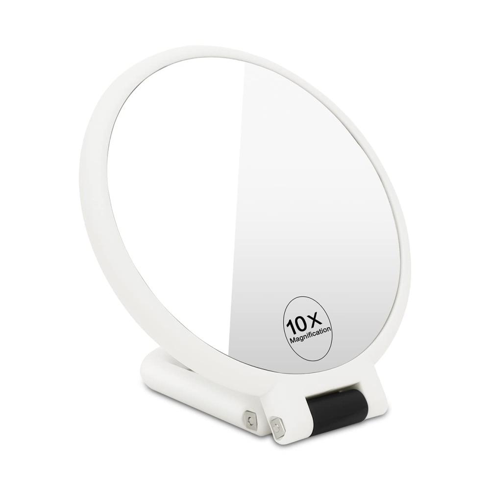 Premium Tischspiegel Klappbarer Handspiegel mit 10X Vergrößerung 360° Drehung doppelseitig mit Griff – Ideal für Reise und Kosmetik