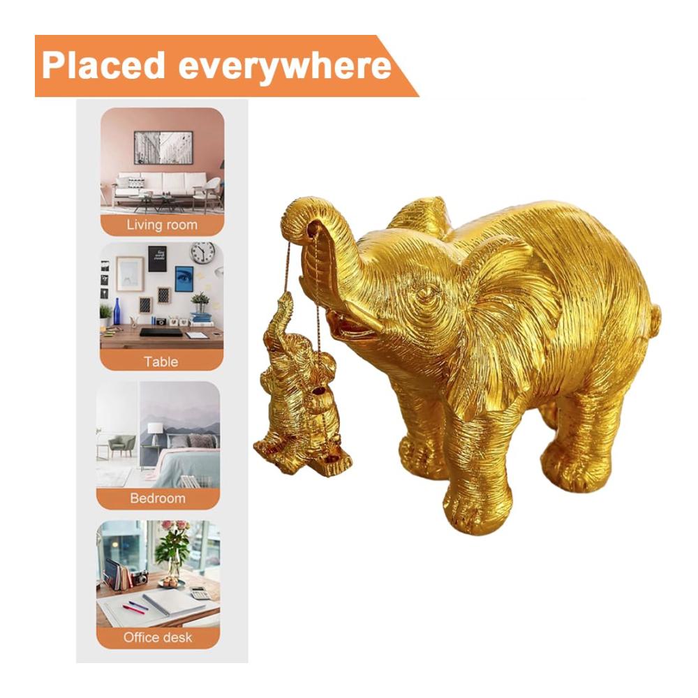 Elefanten-Anhänger aus Kunstharz Glücksbringer mit stilvoller Gold/Silber-Verzierung für Zuhause Wohnzimmer & Dekoration - Niedliche Elefanten-Kunst