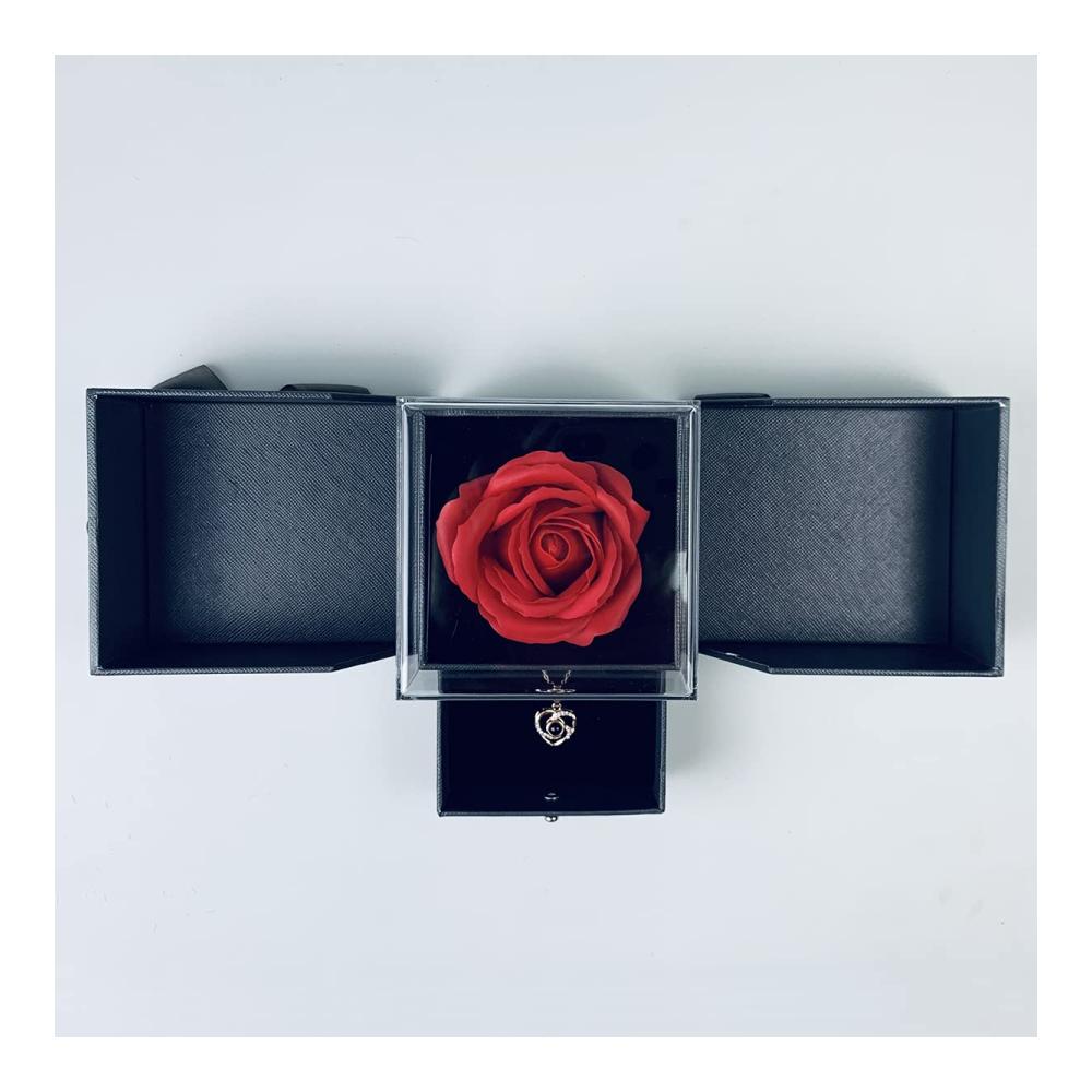 Handgemachte konservierte Rosen-Geschenkbox für Muttertag mit ewiger Seife Rose und Liebe-Sie-Halskette. Überraschen Sie Mama mit Liebe in 100 Sprachen